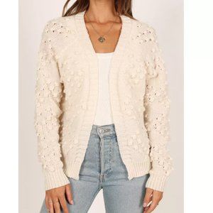 Petal & Pup Heather Textured Heart Knit Cardigan